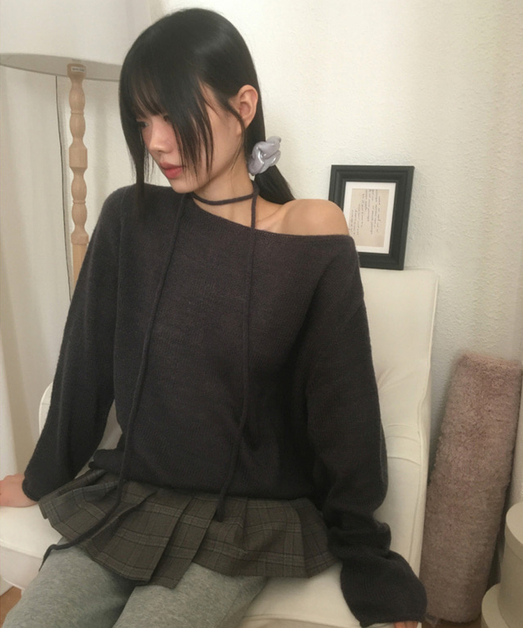 ルーズフィットストラップニット CHARCOAL