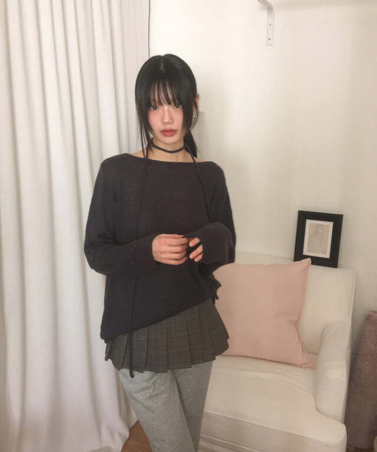 ルーズフィットストラップニット CHARCOAL