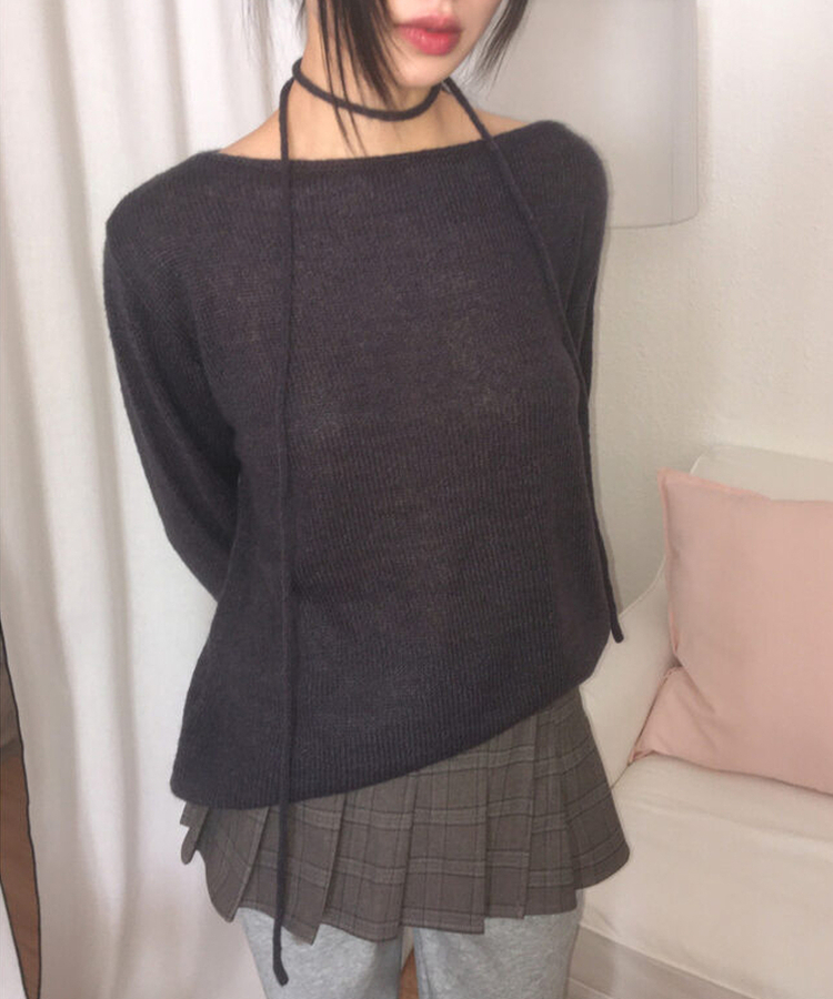 ルーズフィットストラップニット CHARCOAL