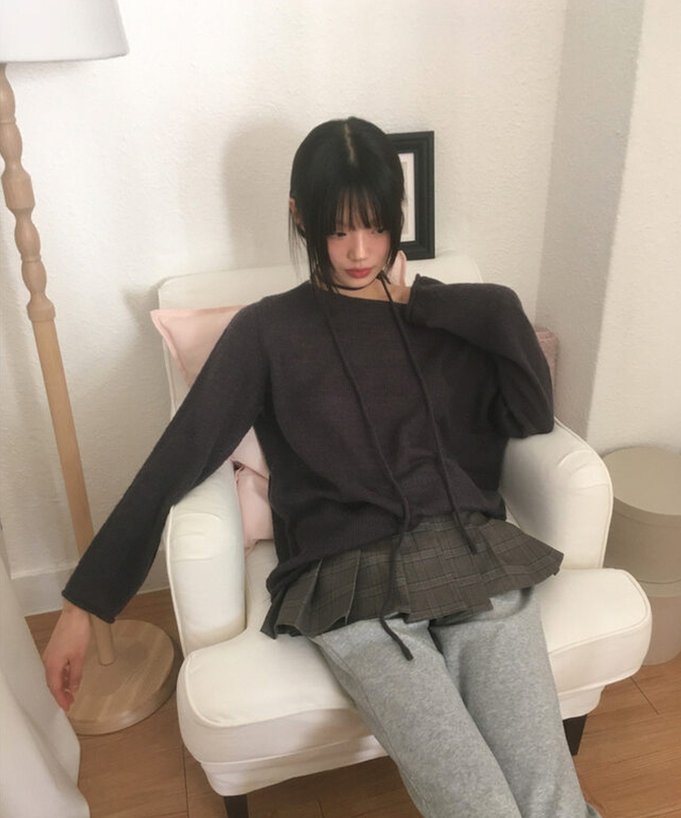 ルーズフィットストラップニット CHARCOAL