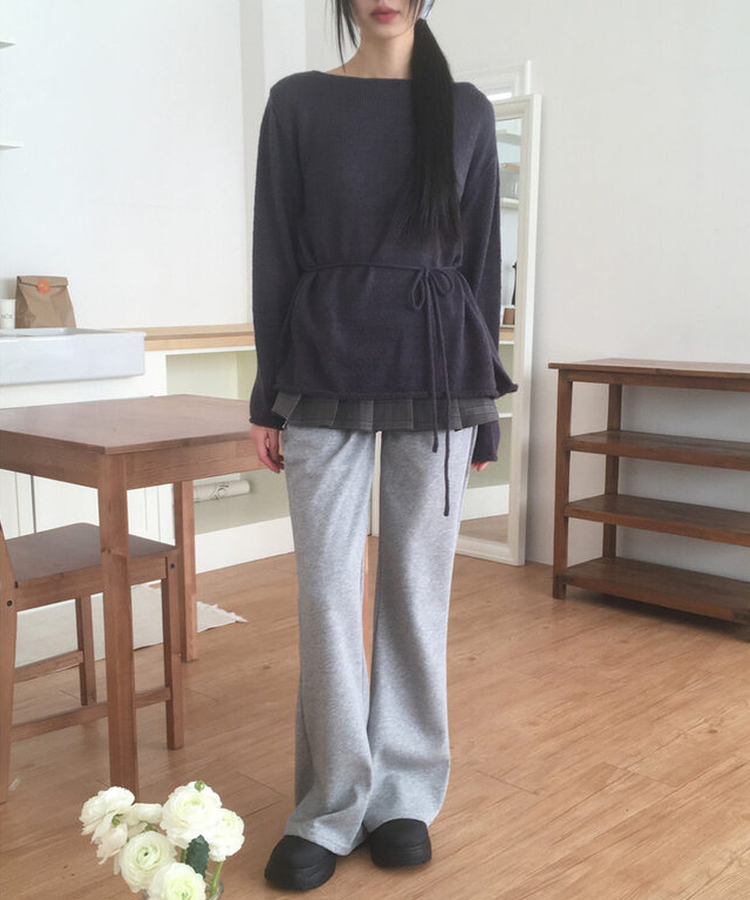 ルーズフィットストラップニット CHARCOAL