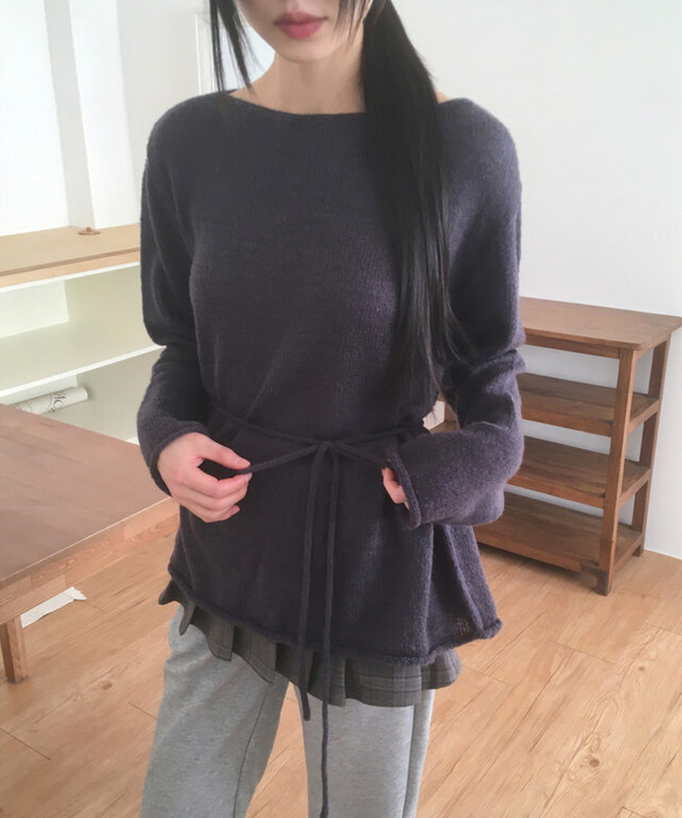 ルーズフィットストラップニット CHARCOAL