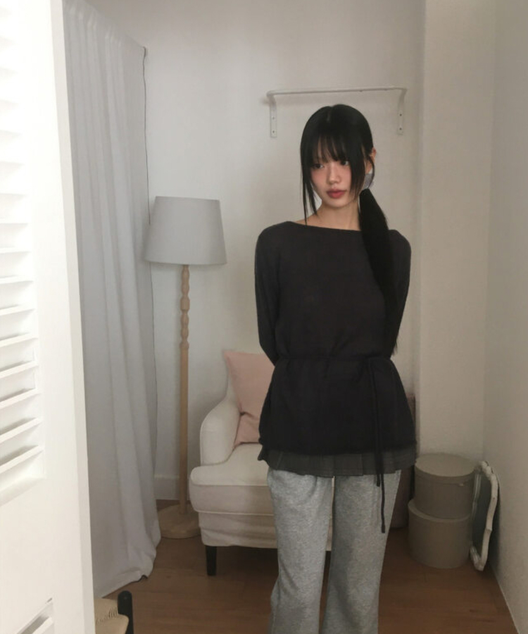ルーズフィットストラップニット CHARCOAL