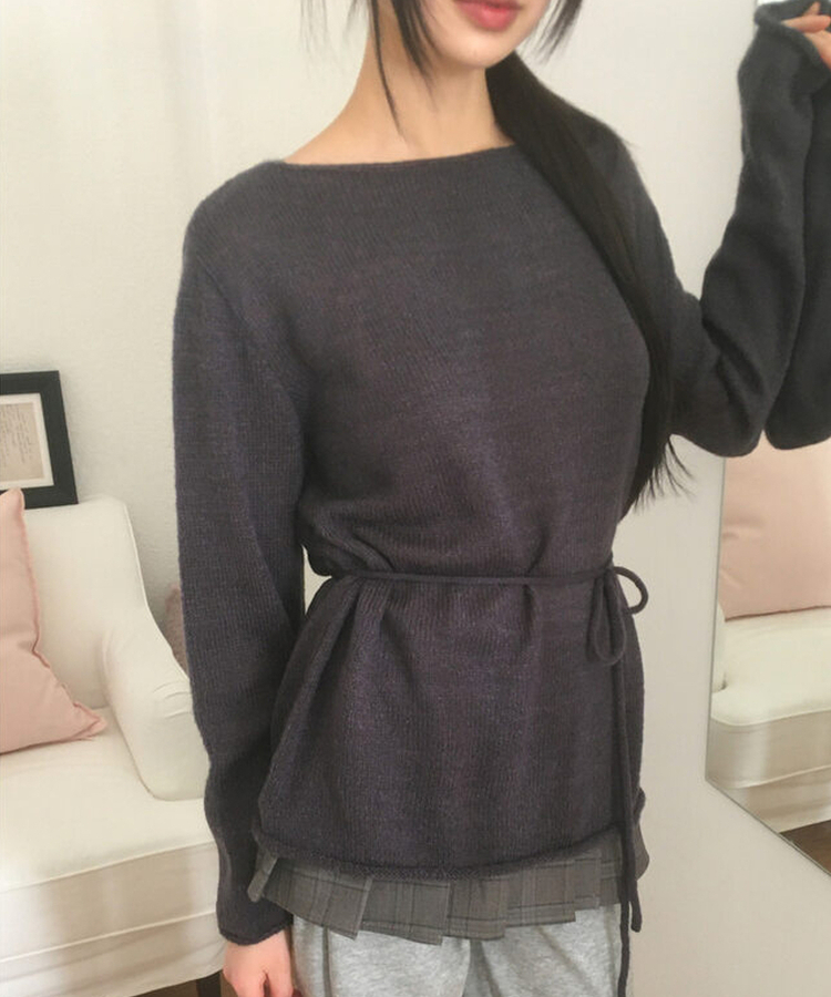 ルーズフィットストラップニット CHARCOAL
