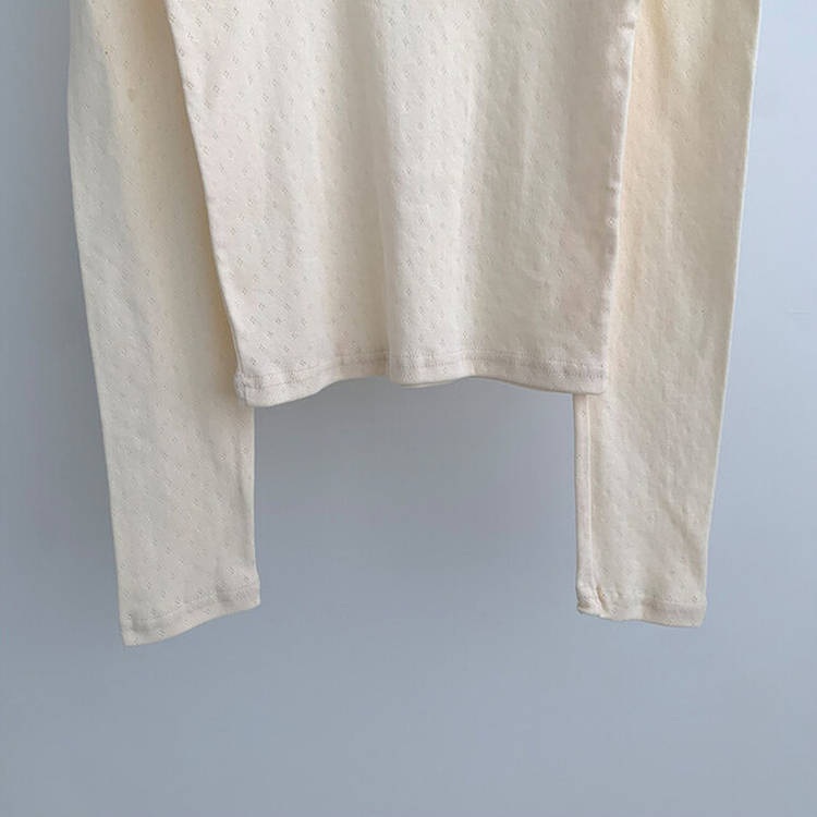 フラワーパンチングリボン長袖Tシャツ