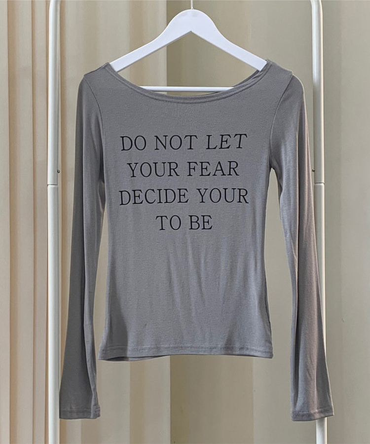 レタリングスリム長袖Tシャツ