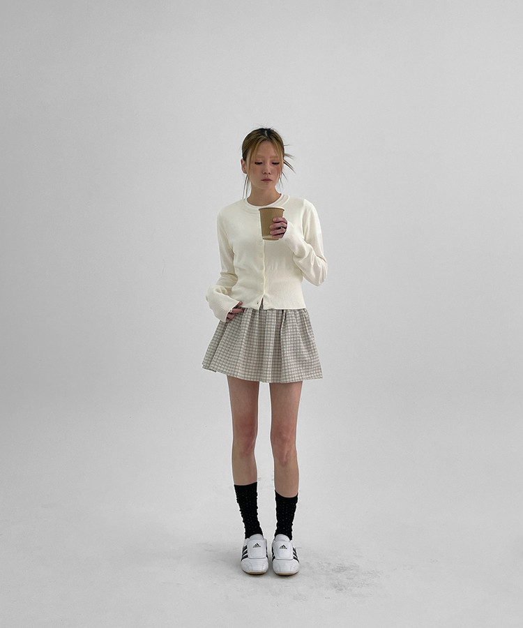 チェックフレアミニスカート IVORY