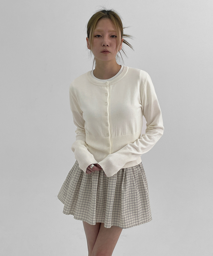 チェックフレアミニスカート IVORY