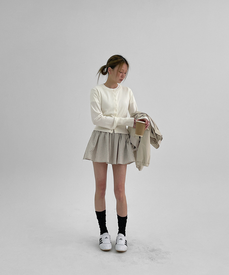 チェックフレアミニスカート IVORY
