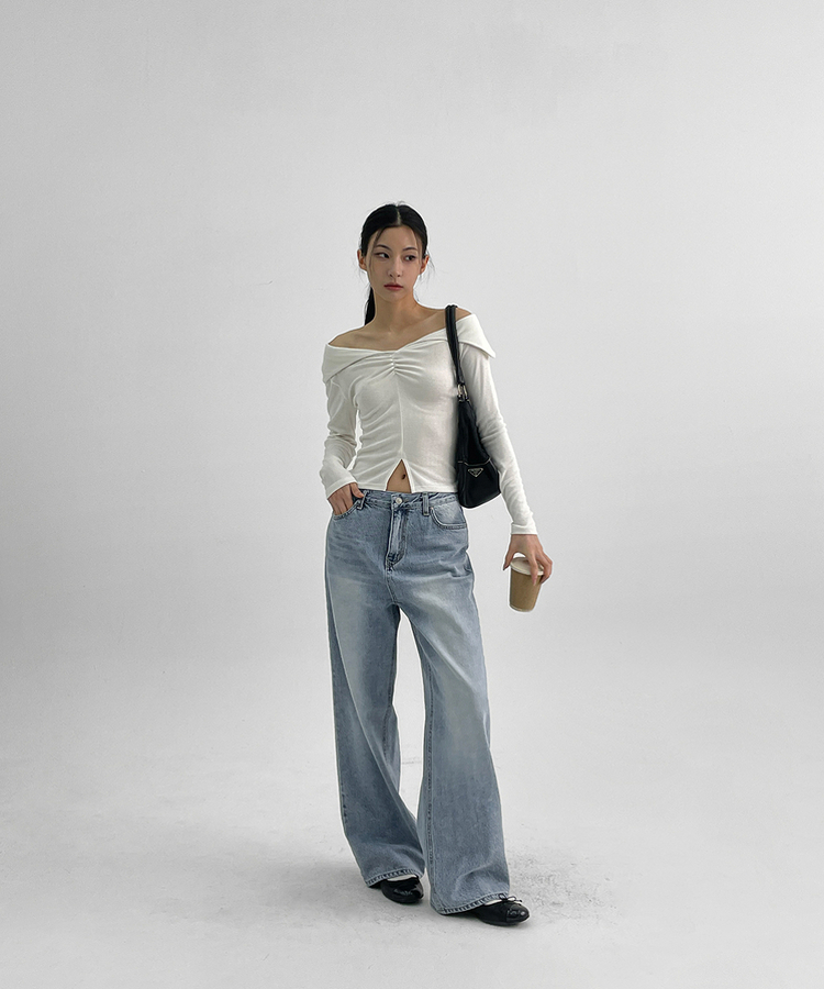 ウォッシングストレートデニムパンツ LIGHT BLUE
