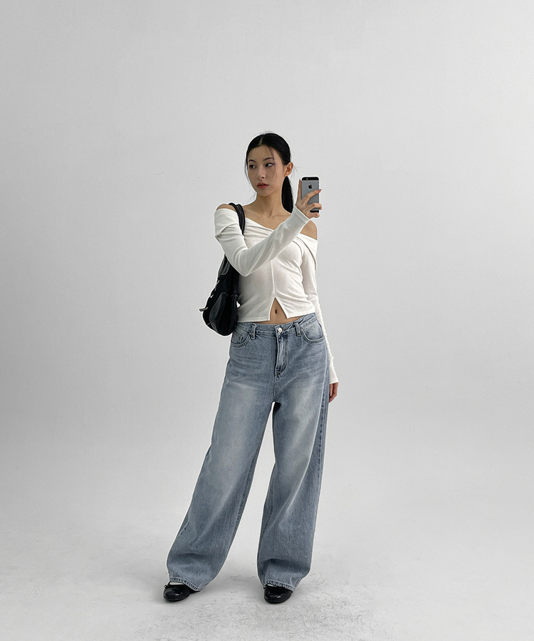 ウォッシングストレートデニムパンツ LIGHT BLUE