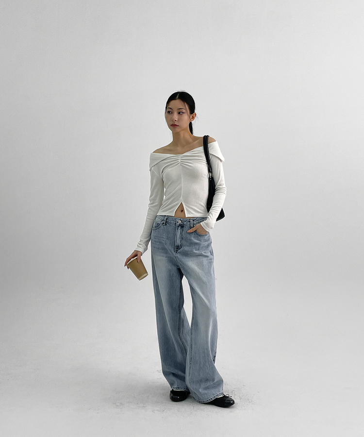 ウォッシングストレートデニムパンツ LIGHT BLUE