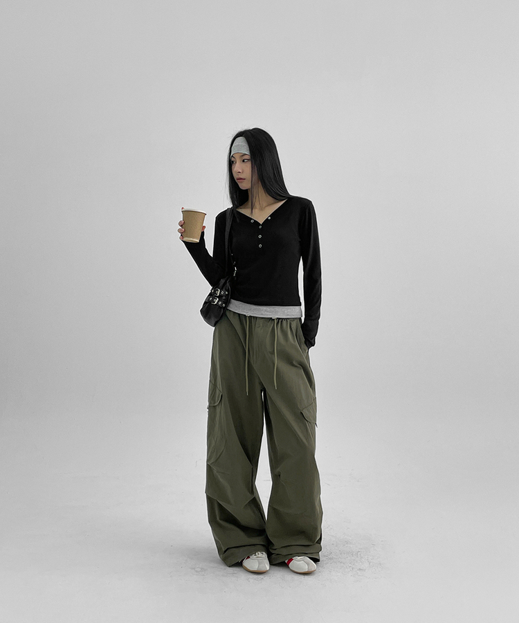 パラシュートカーゴワイドパンツ KHAKI