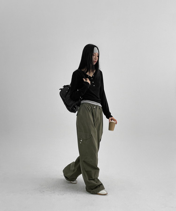 パラシュートカーゴワイドパンツ KHAKI