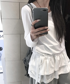 フリルレイヤードTシャツ IVORY
