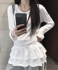 フリルレイヤードTシャツ IVORY