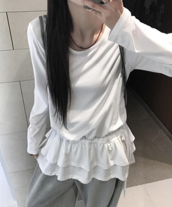 フリルレイヤードTシャツ IVORY
