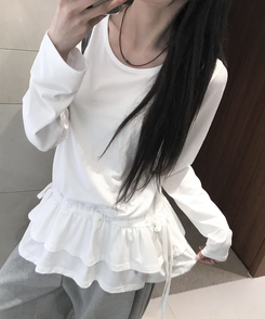 フリルレイヤードTシャツ IVORY