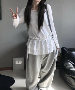 フリルレイヤードTシャツ IVORY
