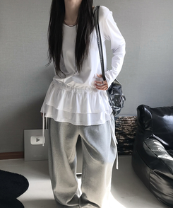 フリルレイヤードTシャツ IVORY
