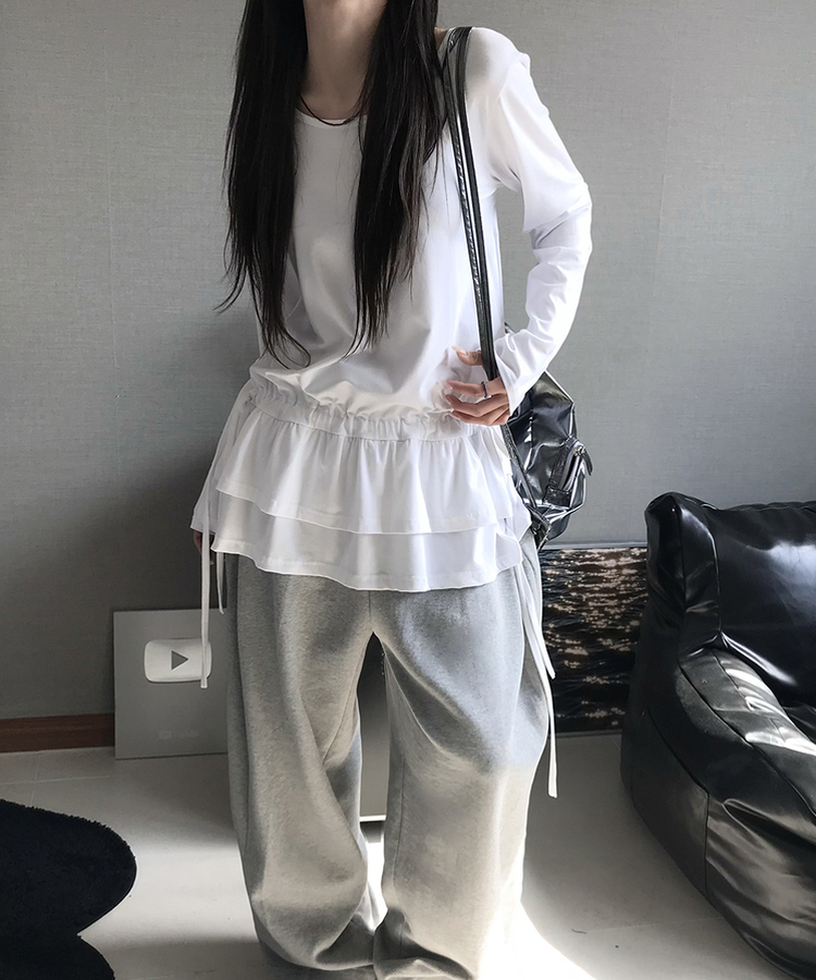 フリルレイヤードTシャツ IVORY
