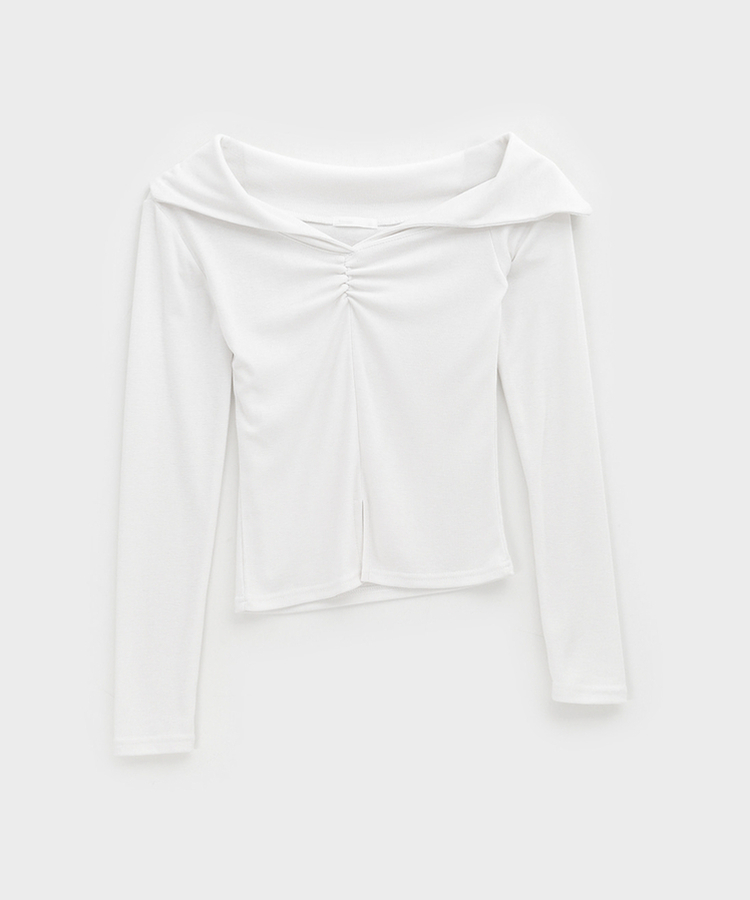 スリットオフショルダー長袖Tシャツ