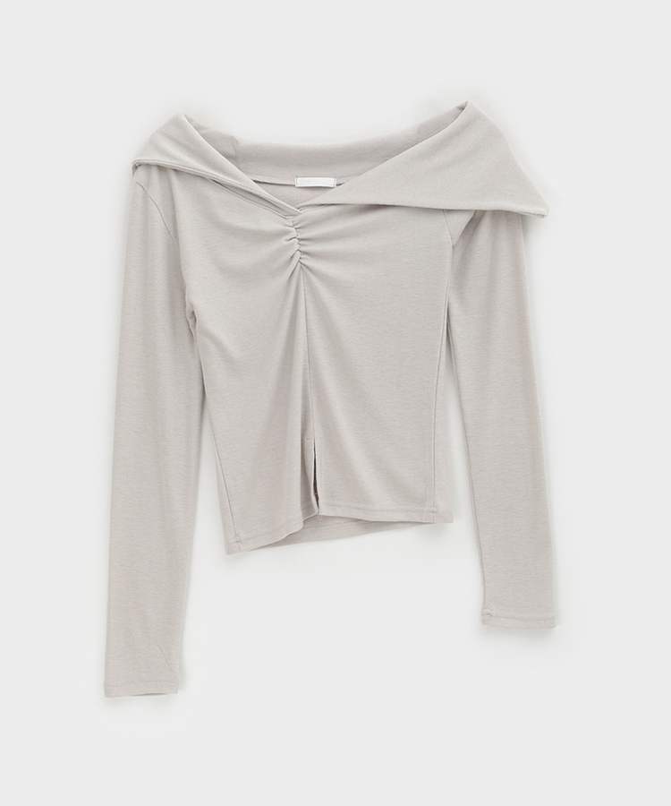 スリットオフショルダー長袖Tシャツ