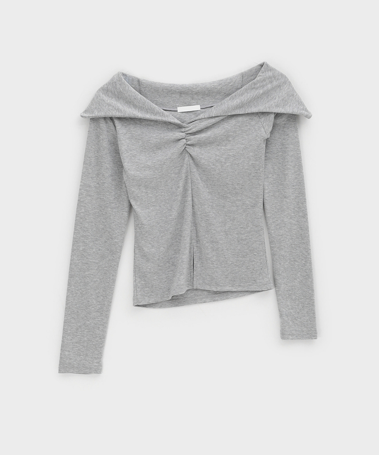 スリットオフショルダー長袖Tシャツ