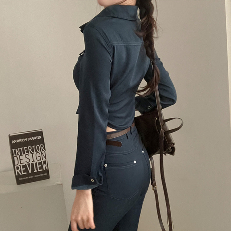 【SET】ジーンズシャツ ブーツカットパンツ DARK DENIM