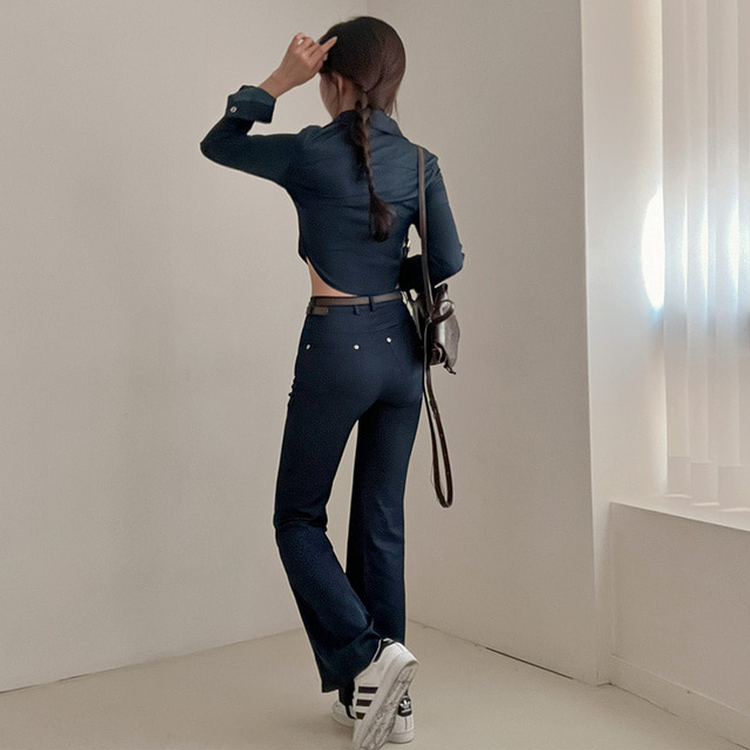 【SET】ジーンズシャツ ブーツカットパンツ DARK DENIM