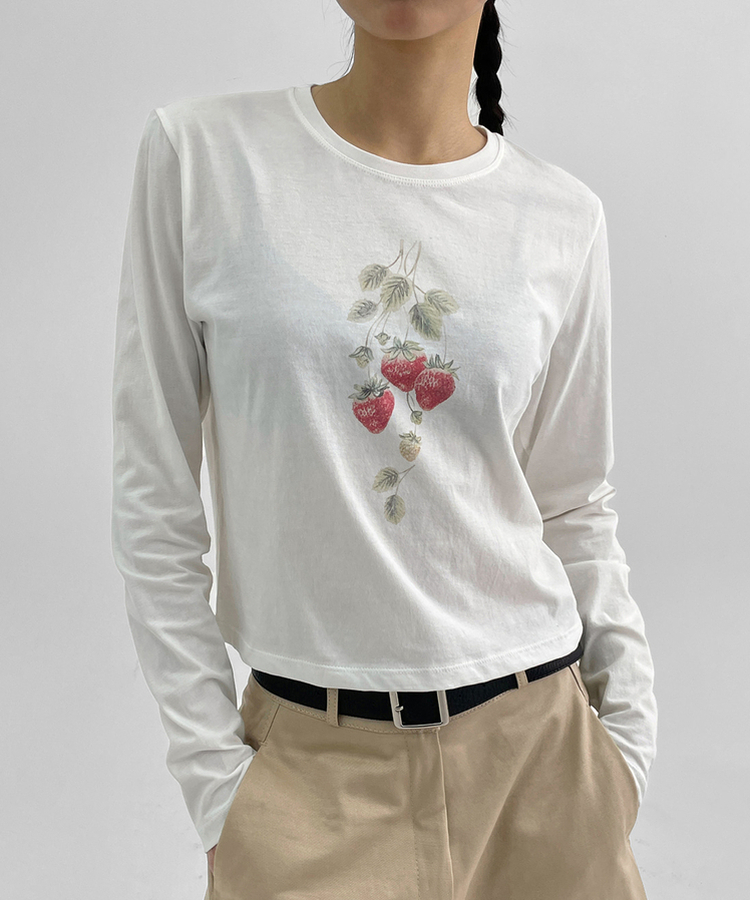ロベリーセミクロップ長袖Tシャツ IVORY