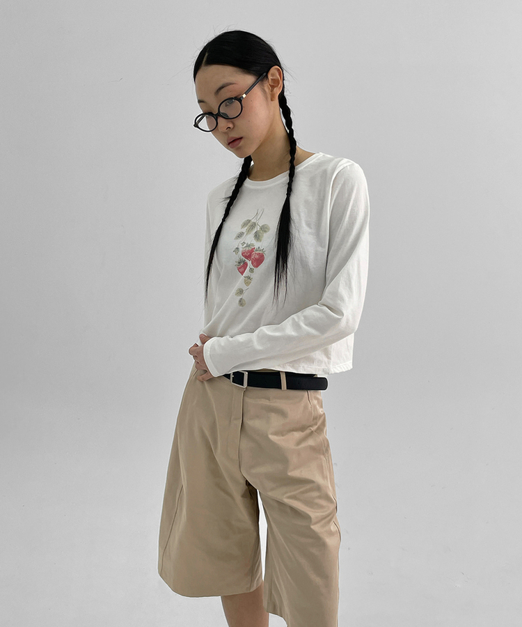 ロベリーセミクロップ長袖Tシャツ IVORY