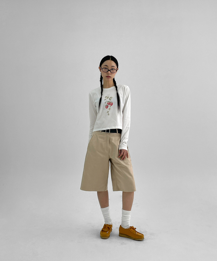 ロベリーセミクロップ長袖Tシャツ IVORY