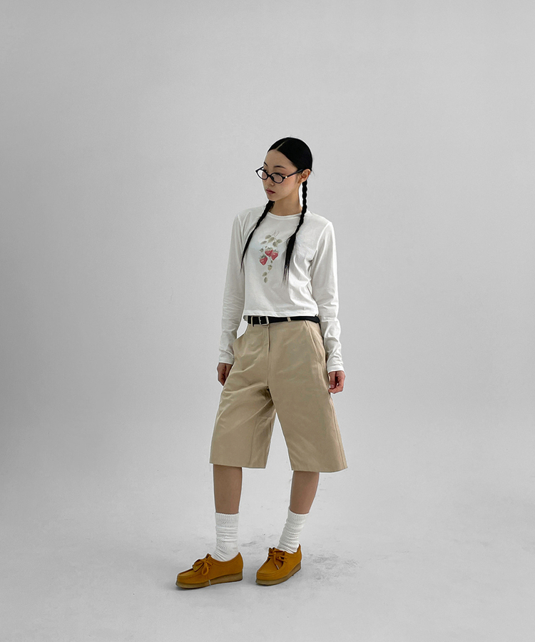 ロベリーセミクロップ長袖Tシャツ IVORY