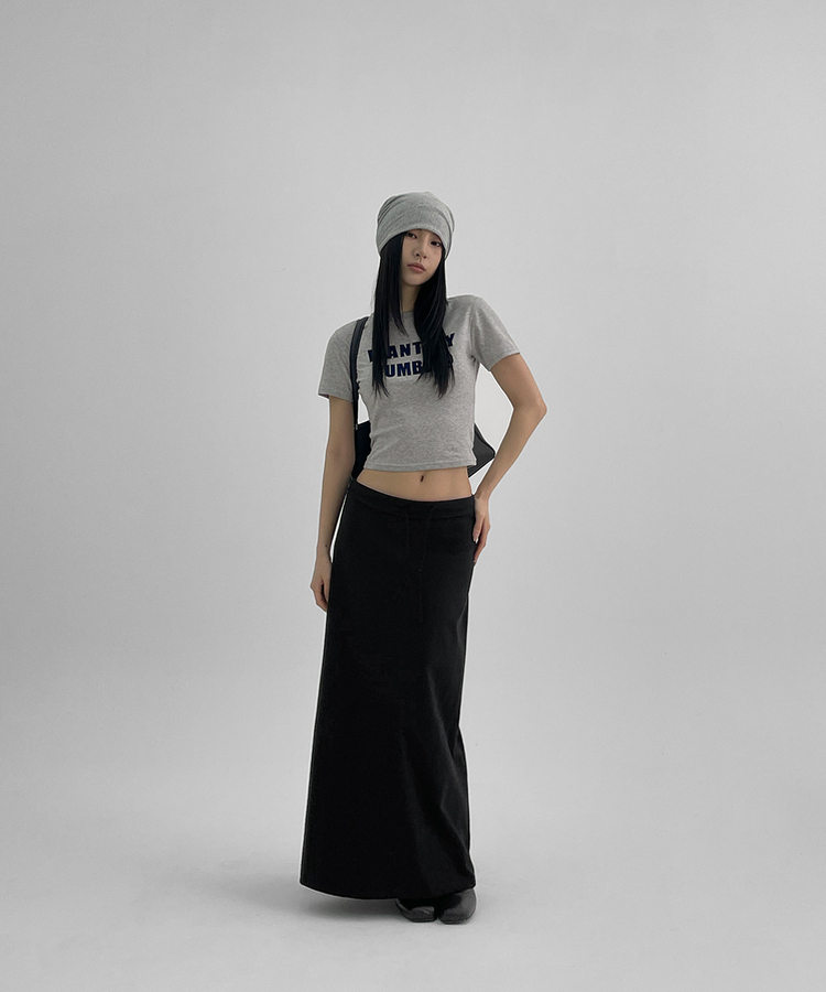レタリングクロップ半袖Tシャツ GREY