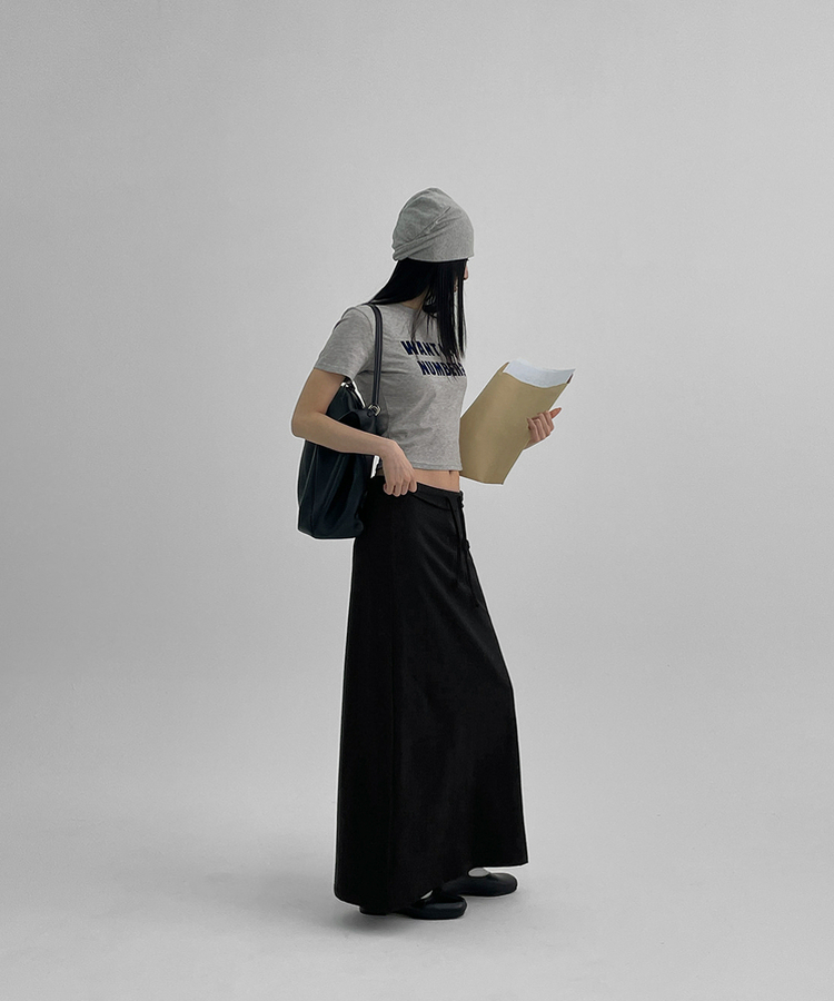 レタリングクロップ半袖Tシャツ GREY