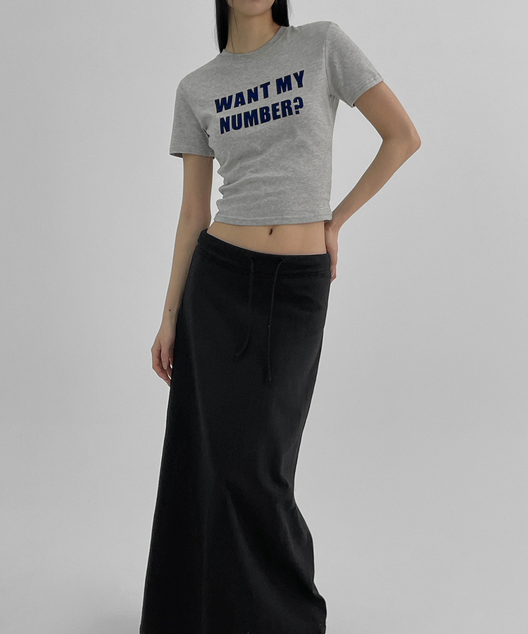レタリングクロップ半袖Tシャツ GREY