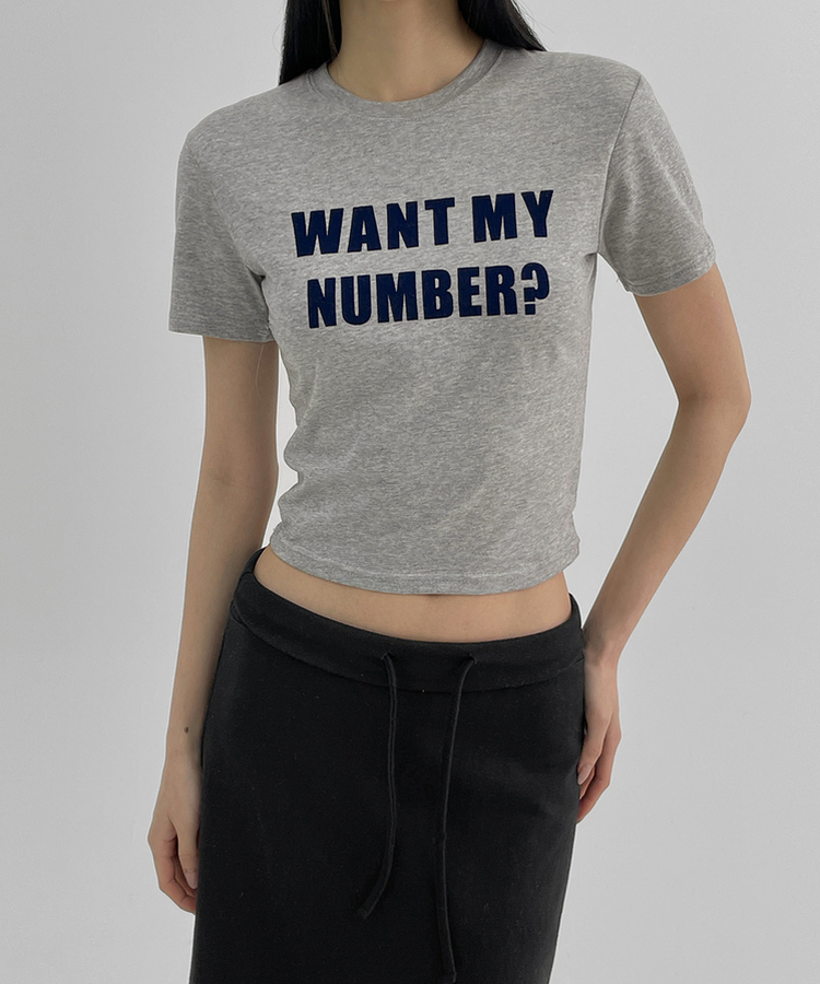 レタリングクロップ半袖Tシャツ GREY