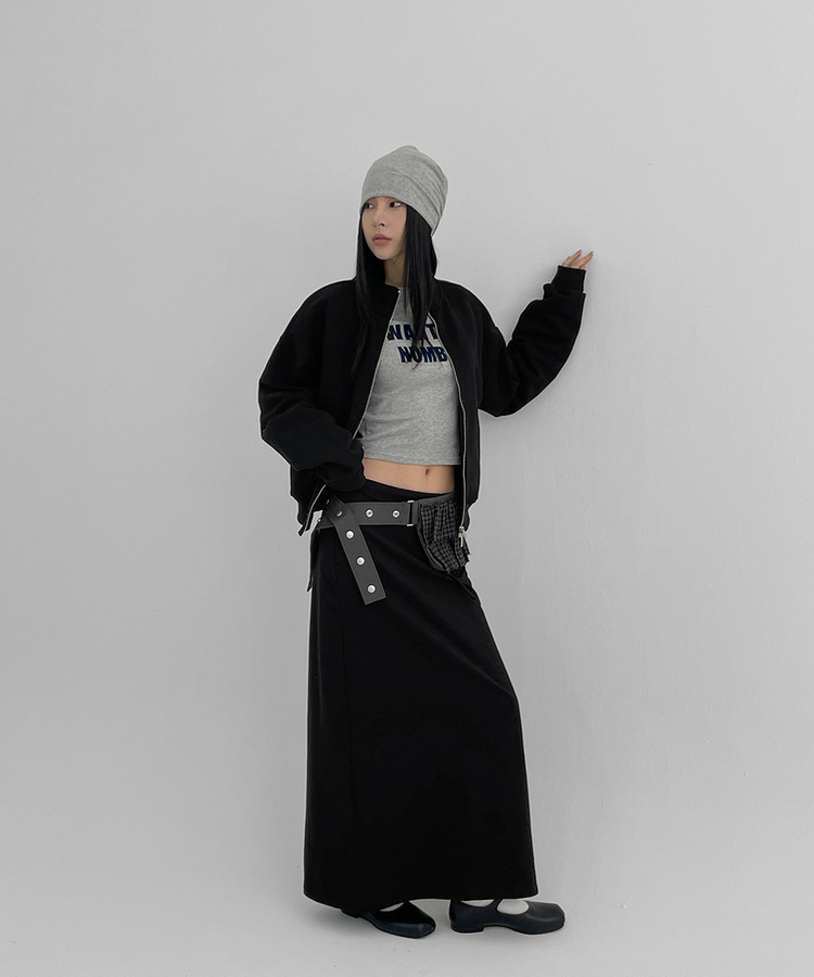 レタリングクロップ半袖Tシャツ GREY