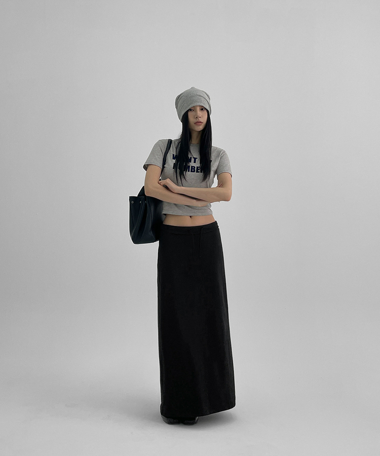 レタリングクロップ半袖Tシャツ GREY