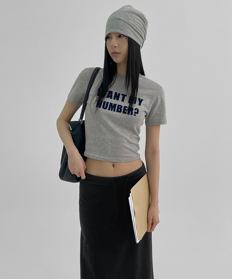 レタリングクロップ半袖Tシャツ GREY
