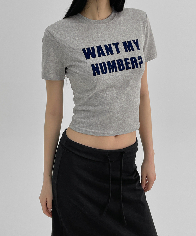 レタリングクロップ半袖Tシャツ GREY