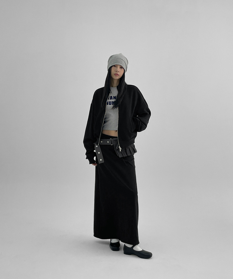 レタリングクロップ半袖Tシャツ GREY