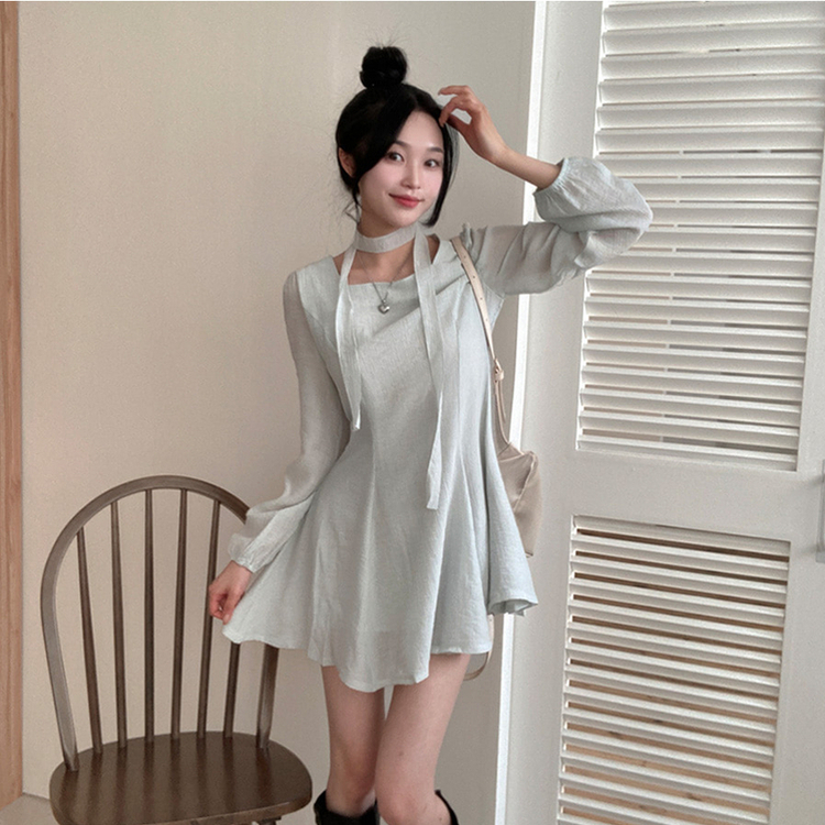 【タイ付き】リボンスクエアミニワンピース MINT