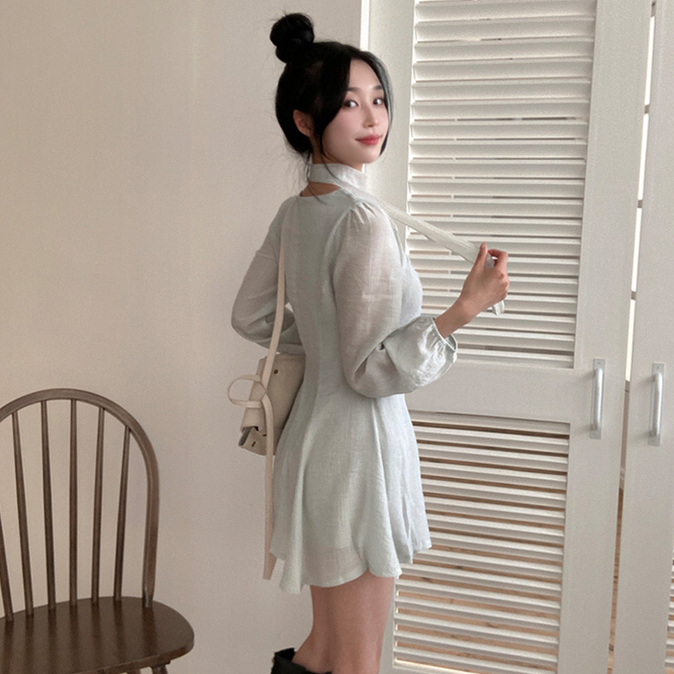 【タイ付き】リボンスクエアミニワンピース MINT