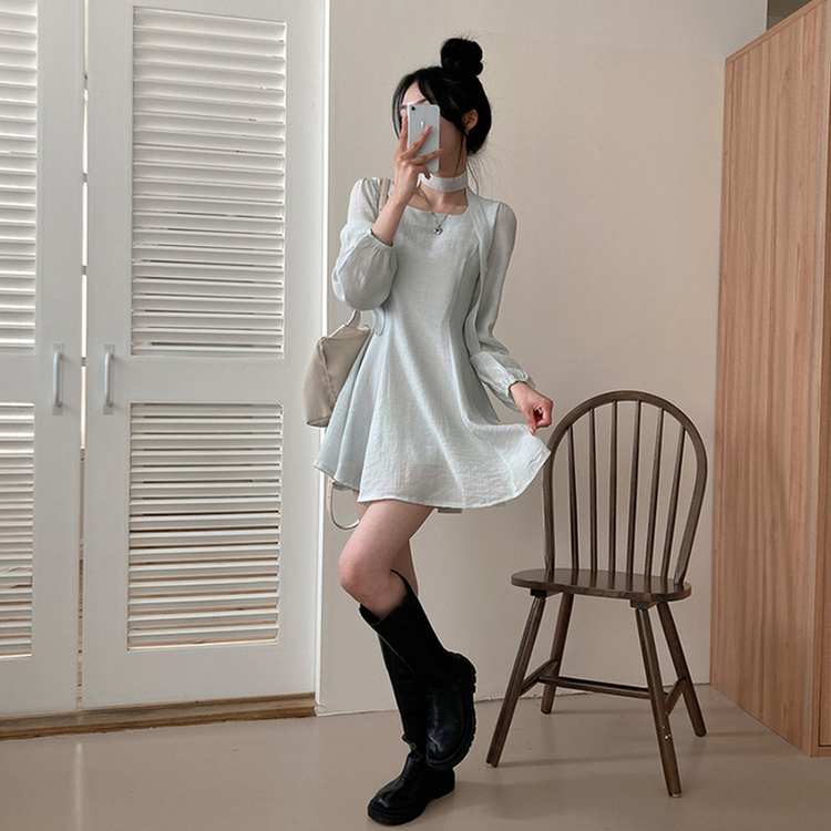 【タイ付き】リボンスクエアミニワンピース MINT