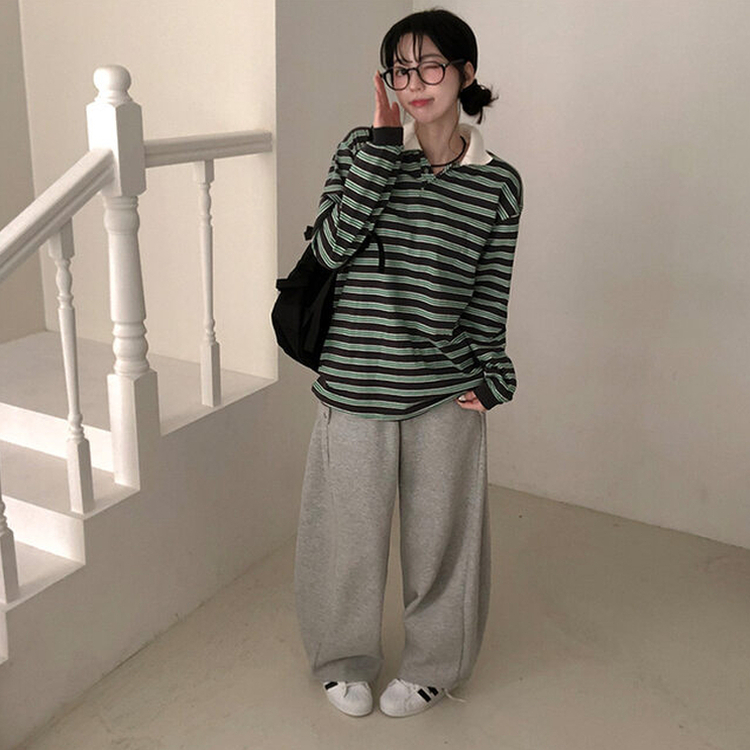 ストライプラグビー長袖Tシャツ(5color) GREEN