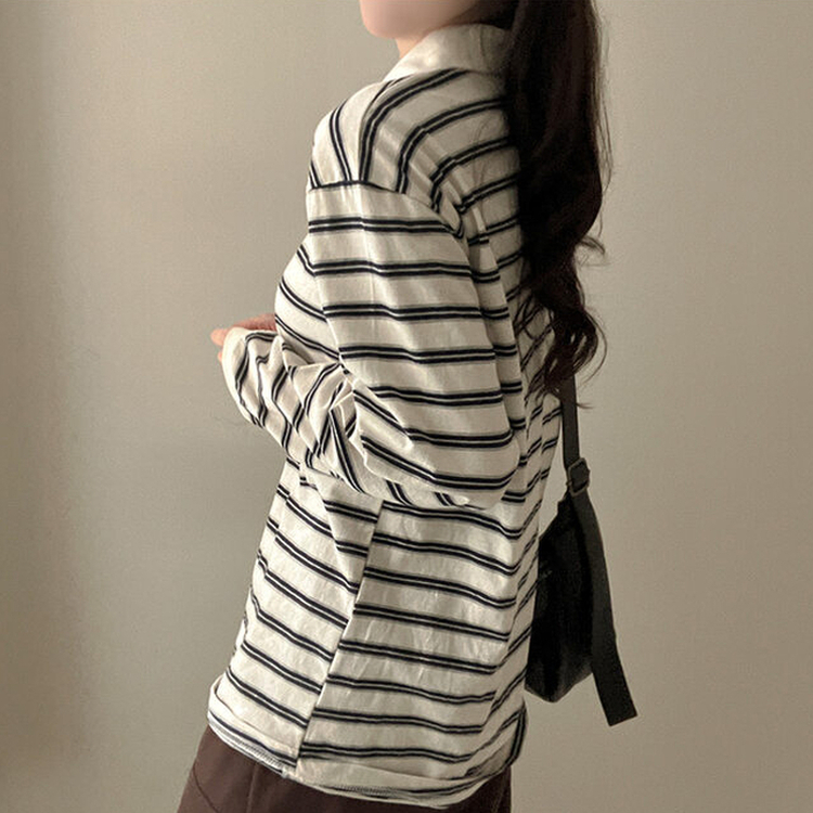 ストライプラグビー長袖Tシャツ(5color) IVORY