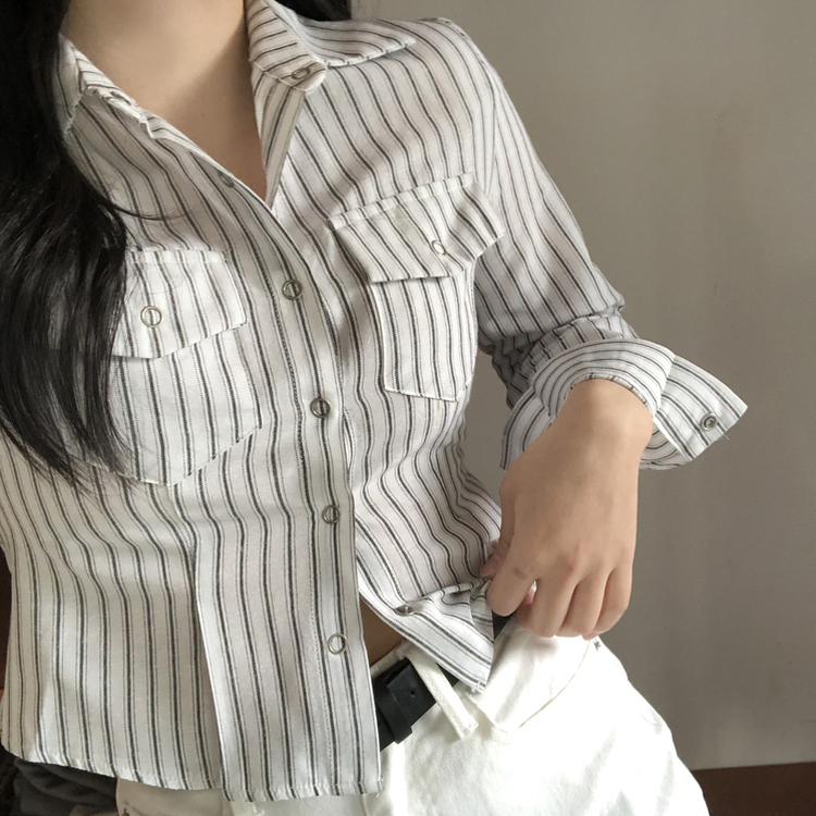 ストライプクロップシャツ WHITE