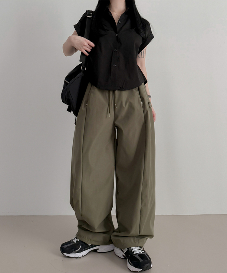 バルーンワイドバンディングパンツ KHAKI